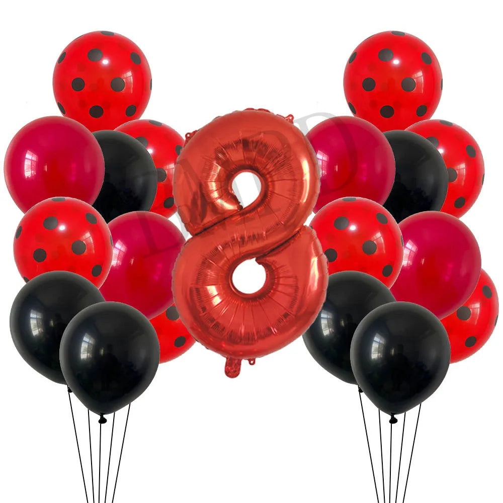 Red Black Ladybug Balloons &amp;amp; 32 Inch Red Number Set set-8 / Other / as shown | CHINA