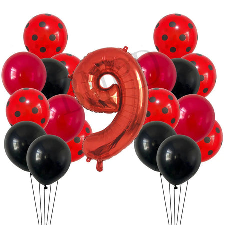 Red Black Ladybug Balloons &amp;amp; 32 Inch Red Number Set set-9 / Other / as shown | CHINA