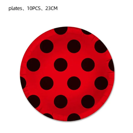 Red Dot Seven Stars Insect Party Supplies Set 9 Inch Plates-10pcs