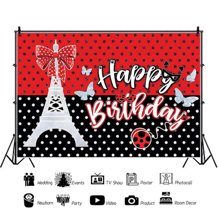 Red Dot Seven Stars Insect Party Supplies Set Background-120x80cm