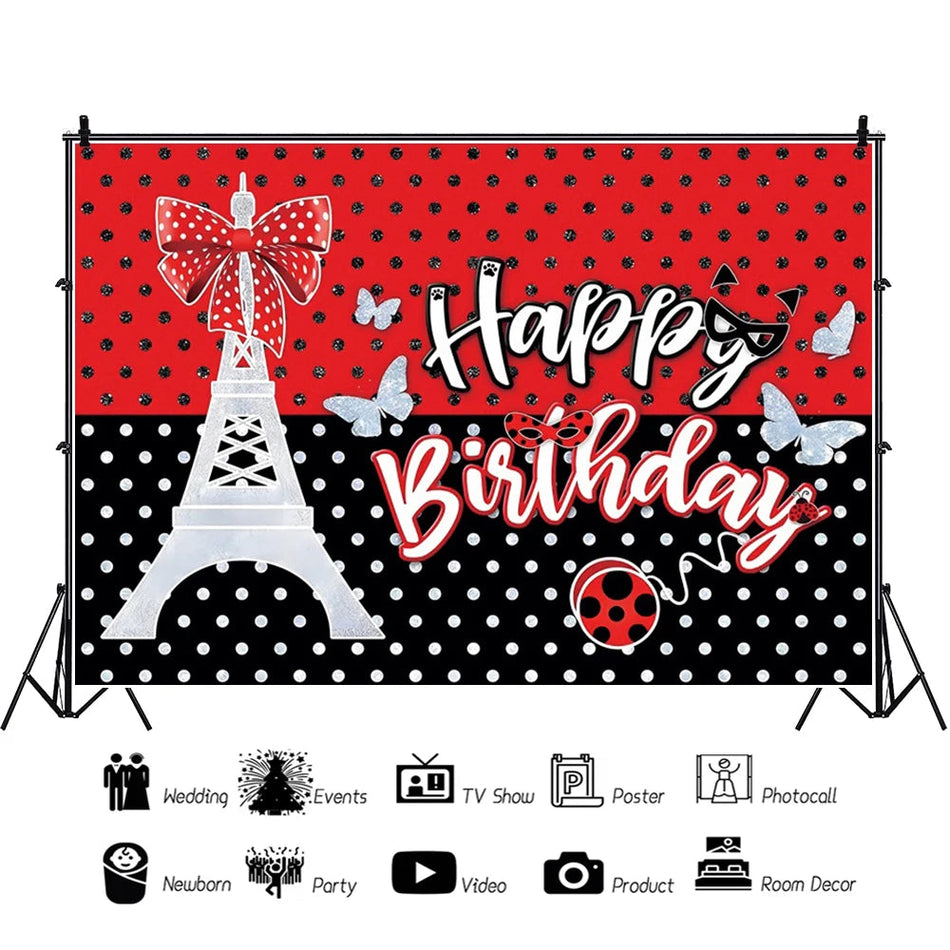 Red Dot Seven Stars Insect Party Supplies Set Background-120x80cm