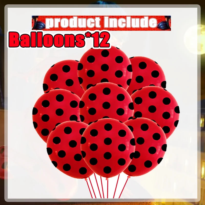 Red Dot Seven Stars Insect Party Supplies Set Balloon-12pcs