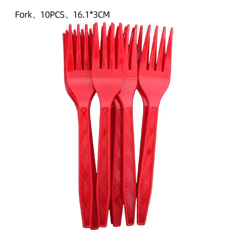 Red Dot Seven Stars Insect Party Supplies Set Forks-10pcs