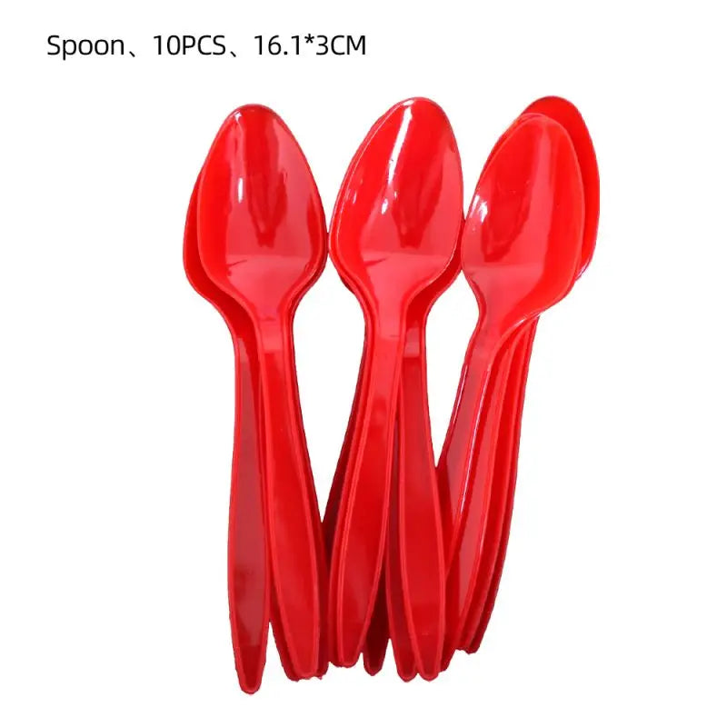 Red Dot Seven Stars Insect Party Supplies Set Spoons-10pcs