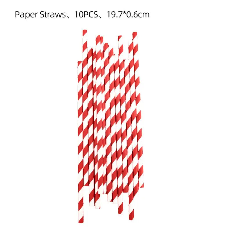 Red Dot Seven Stars Insect Party Supplies Set Straw-10pcs