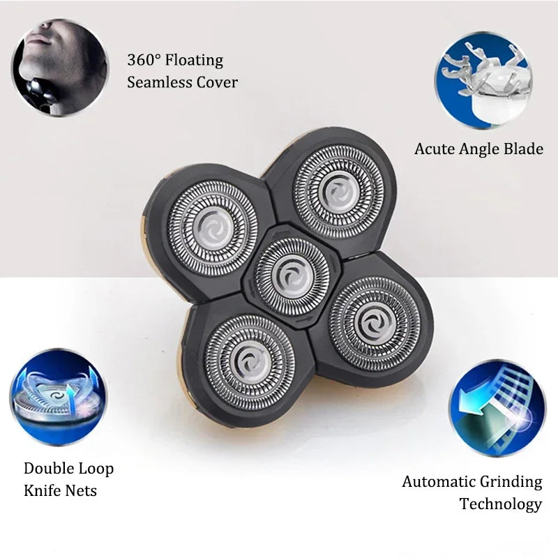 Replacement Electric Shaver Head Nose Trimmer Sideburns Knife Facial Cleansing Sponge Brush Independently Cutter Floating Head