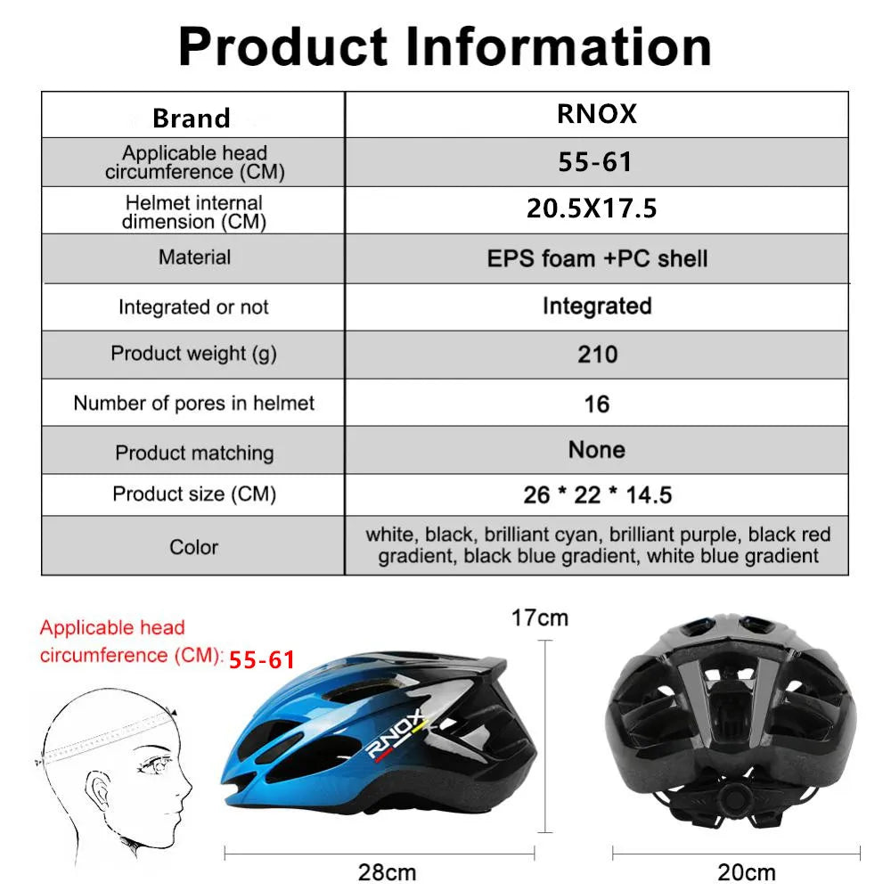 RNOX 2024 New Ultralight Cycling Helmet Cycling Safety Cap Bicycle Helmet for Women Men Racing Bike Equipments  MTB Helmets