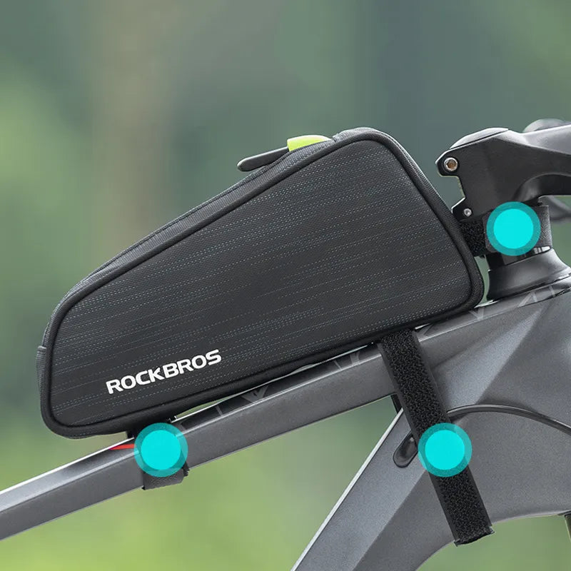 ROCKBROS Cycling Bike Bicycle Top Front Tube Bag Waterproof Frame Bag Big Capacity 1.1L MTB Bicycle Pannier Reflective
