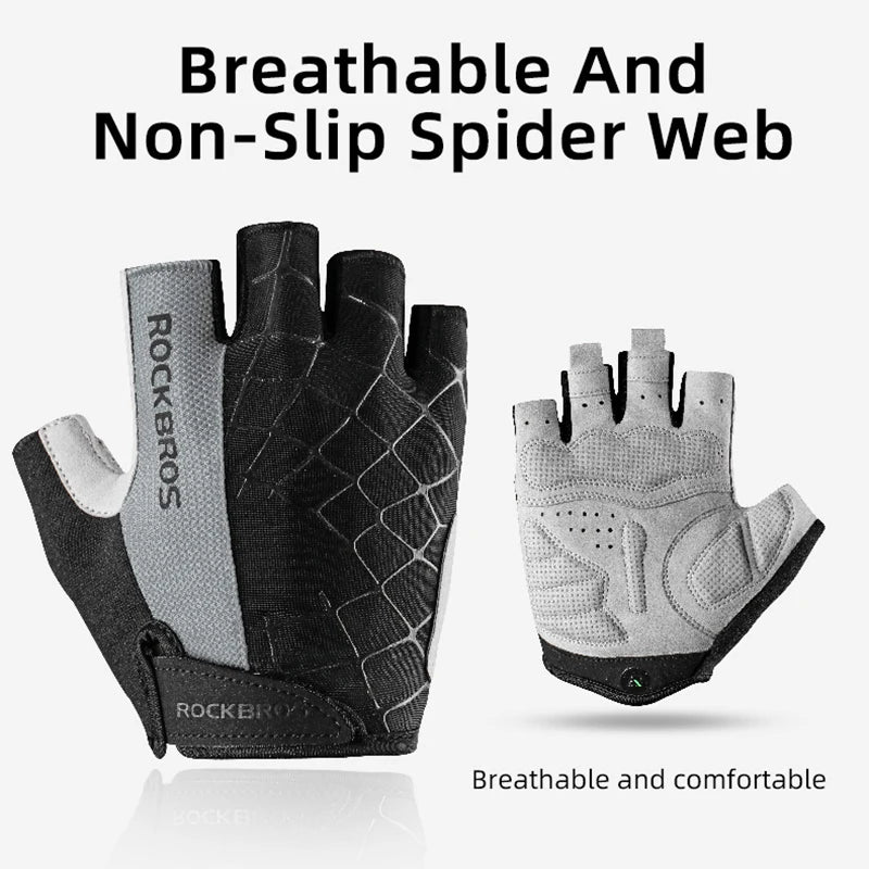 ROCKBROS Short Bicycle Gloves Breathable Shockproof Bike Gloves MTB Road Half Finger Bicycle Gloves Summer Sports Cycling Gloves