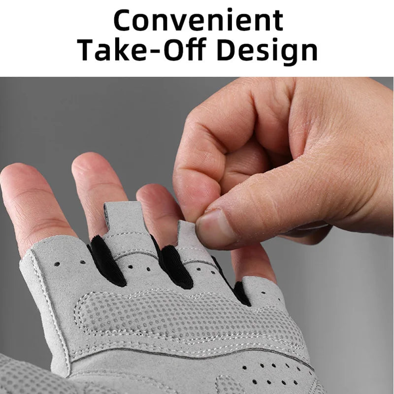 ROCKBROS Short Bicycle Gloves Breathable Shockproof Bike Gloves MTB Road Half Finger Bicycle Gloves Summer Sports Cycling Gloves