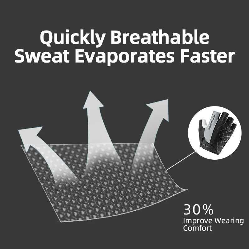 ROCKBROS Short Bicycle Gloves Breathable Shockproof Bike Gloves MTB Road Half Finger Bicycle Gloves Summer Sports Cycling Gloves