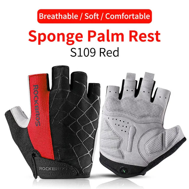 ROCKBROS Short Bicycle Gloves Breathable Shockproof Bike Gloves MTB Road Half Finger Bicycle Gloves Summer Sports Cycling Gloves