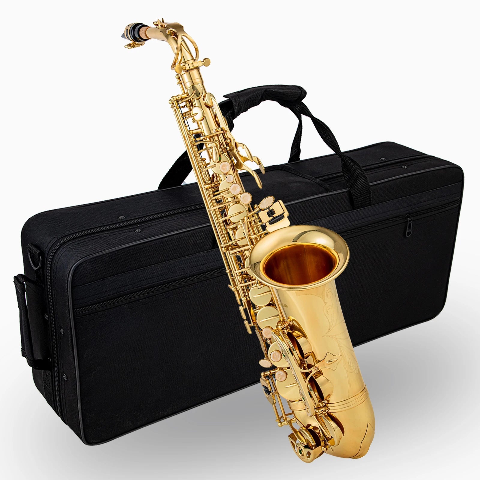 ROWETTER Eb Alto Saxophone: Brass Lacquered Gold E Flat Sax with Case &amp;amp; Accessories