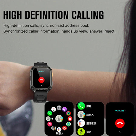 Rugged Military Smart Watch Men For Android IOS Ftiness Watches Ip68 Waterproof 2.01'' AI Voice Bluetooth Call Smartwatch 2023
