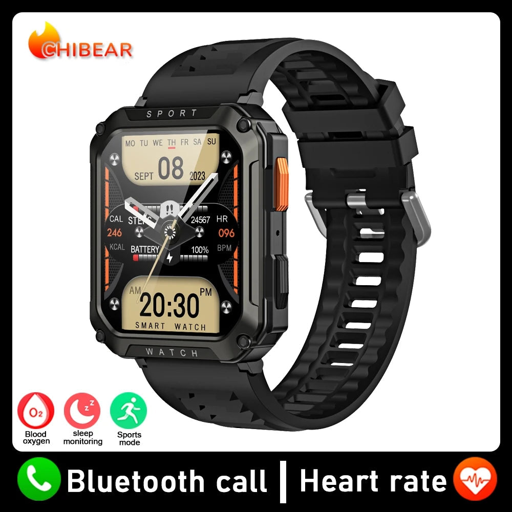 Rugged Military Smart Watch Men For Android IOS Ftiness Watches Ip68 Waterproof 2.01'' AI Voice Bluetooth Call Smartwatch 2023