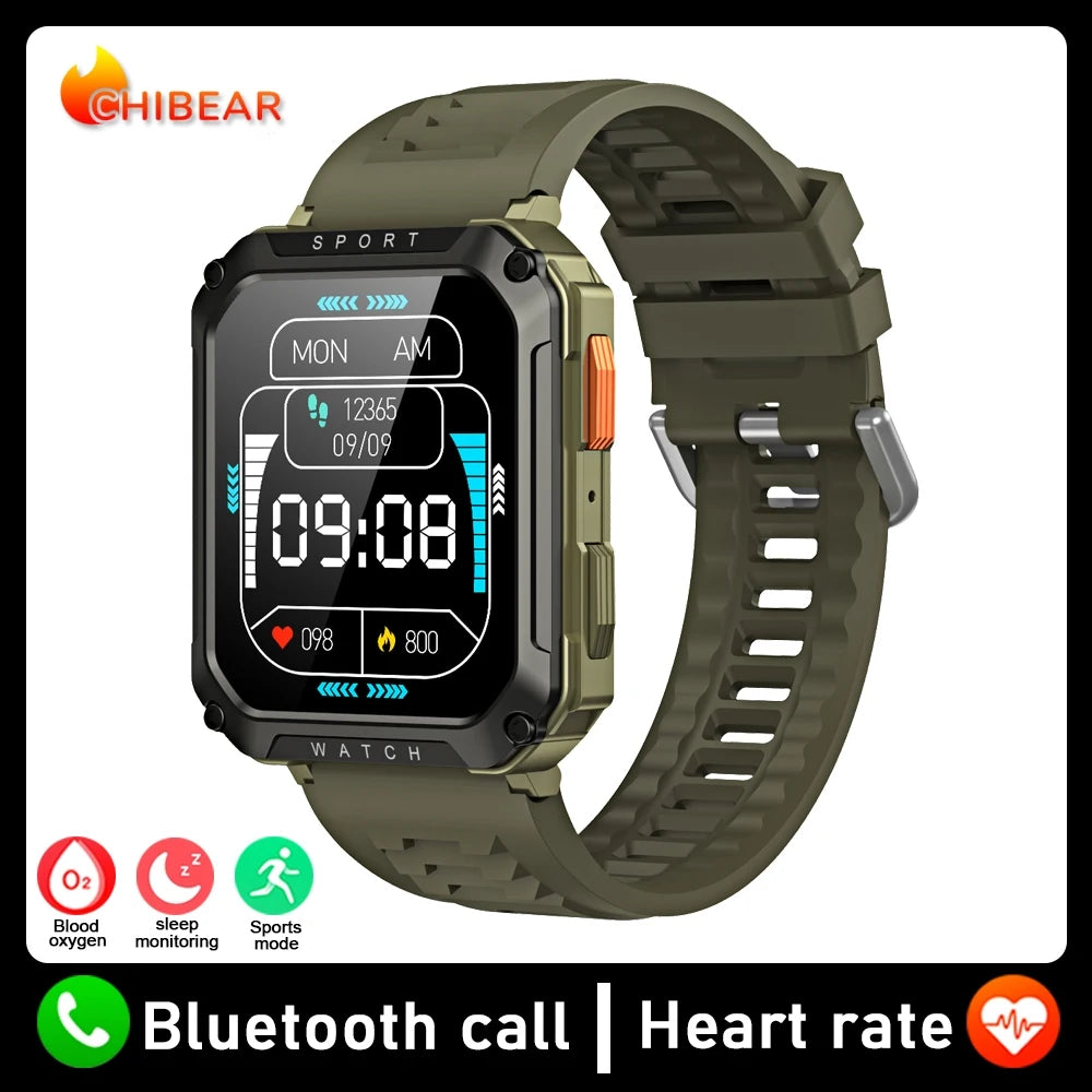 Rugged Military Smart Watch Men For Android IOS Ftiness Watches Ip68 Waterproof 2.01'' AI Voice Bluetooth Call Smartwatch 2023