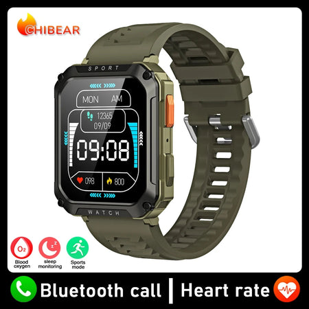 Rugged Military Smart Watch Men For Android IOS Ftiness Watches Ip68 Waterproof 2.01'' AI Voice Bluetooth Call Smartwatch 2023