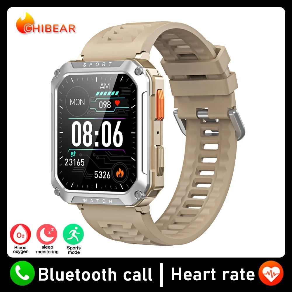 Rugged Military Smart Watch Men For Android IOS Ftiness Watches Ip68 Waterproof 2.01'' AI Voice Bluetooth Call Smartwatch 2023