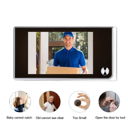 Sectyme Peephole Video Doorbell Camera 120 Degree Angle Peephole Viewer Smart Home Outdoor Cat Eye Visual Doorbell