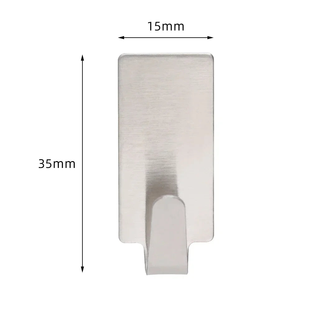 Self Adhesive Hook Stainless Steel Heavy Wall Hanger Hooks Bathroom Organizer Towel Rack Multi-purpose Kitchen Holder Shelf