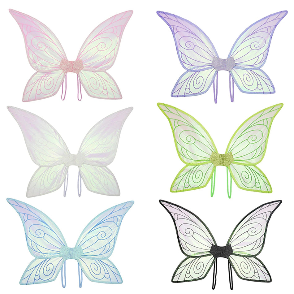 Shiny Transparent Fairy Angel Butterfly Wings Costume Prop for Party Decor