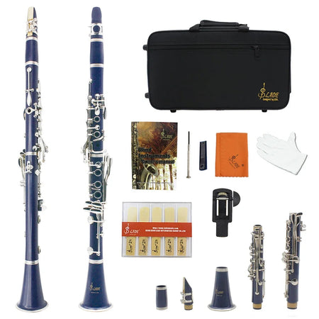SLADE Professional 17-Key Bb Clarinet Set with Box - High-Quality Woodwind Instrument Deep Blue / CHINA