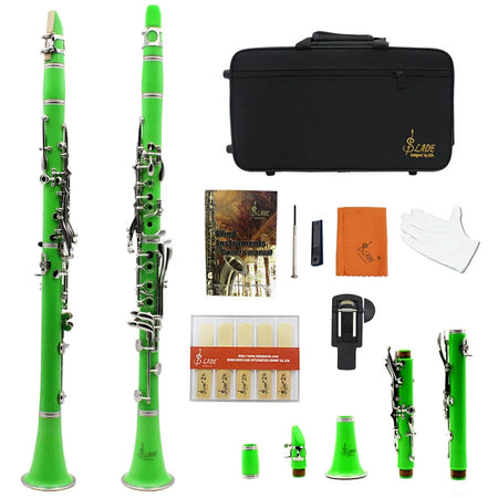 SLADE Professional 17-Key Bb Clarinet Set with Box - High-Quality Woodwind Instrument Green / CHINA