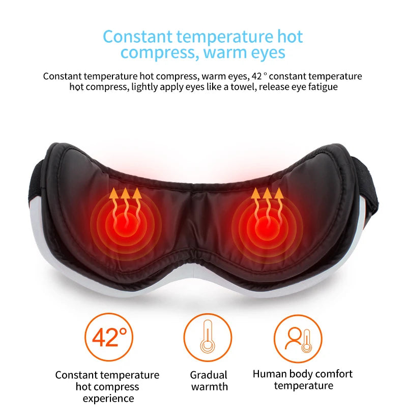 Smart Eye Massager with Heating Airbag Vibration Bluetooth Music Massage Eye Mask for Eye Strain Relief Dry Eyes Improve Sleep