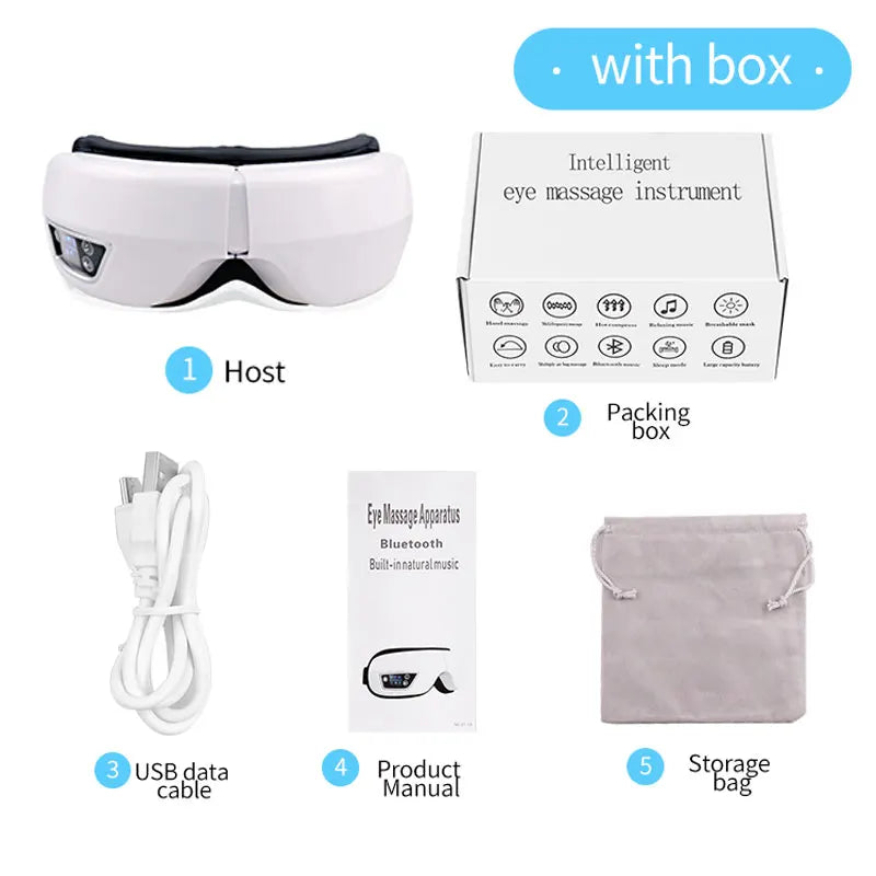 Smart Eye Massager with Heating Airbag Vibration Bluetooth Music Massage Eye Mask for Eye Strain Relief Dry Eyes Improve Sleep