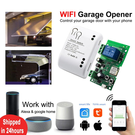 Smart Garage Door Opener WiFi Switch Sliding Gate Controller Work With Alexa Echo Google Home SmartLife Tuya APP Remote Control