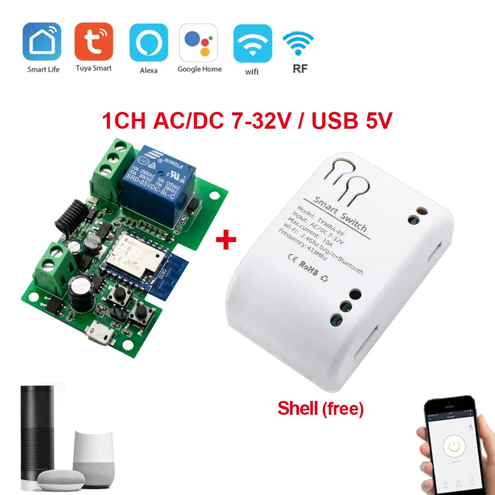 Smart Garage Door Opener WiFi Switch Sliding Gate Controller Work With Alexa Echo Google Home SmartLife Tuya APP Remote Control