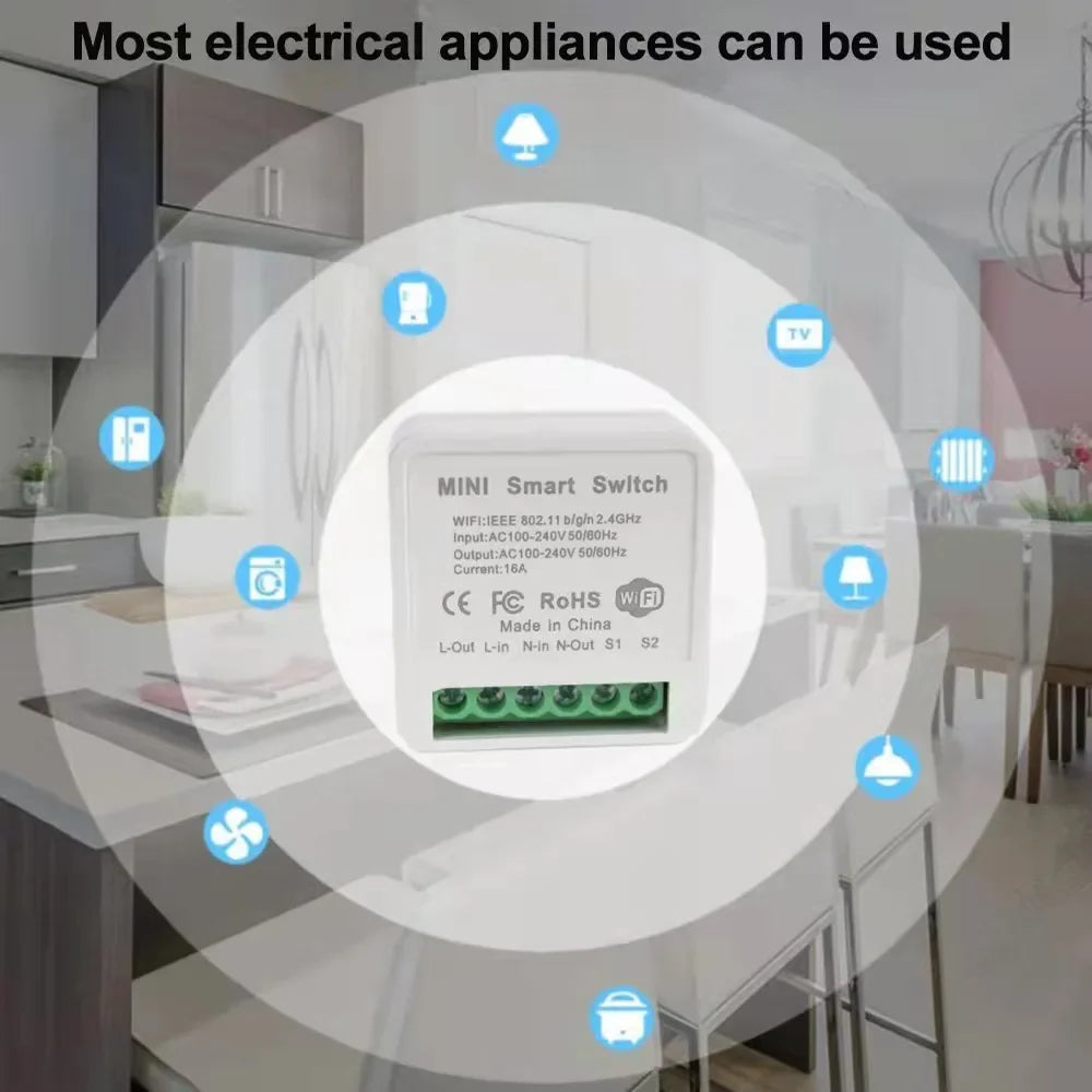 Smart Home WiFi Mini Switch 16A: Control Lights Anywhere