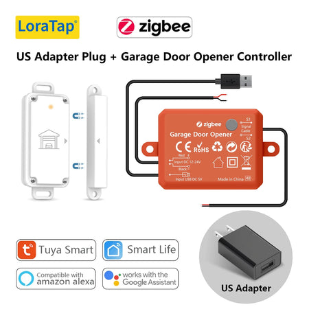 Smart Life Tuya ZigBee 3.0 Garage Door Sensor Opener  US Standard Plug / CHINA