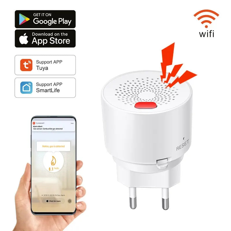 Smart Natural Gas Leak Detector with Wifi + Bluetooth Dual Mode - Protect Your Home