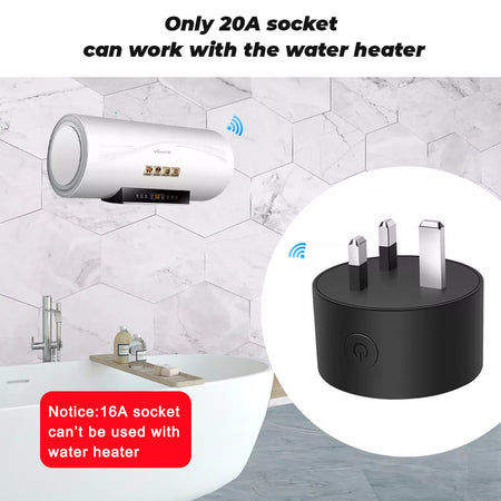 Smart plug - 20A Tuya Power Monitor WiFi Socket Adaptor UK Plug. Stocked in - Black.