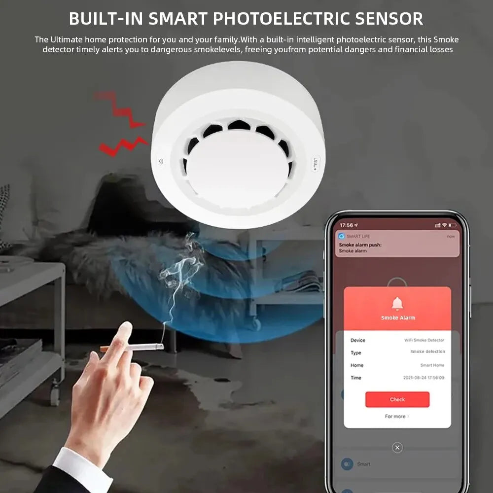 Smart WiFi Photoelectric Smoke Detector Alarm