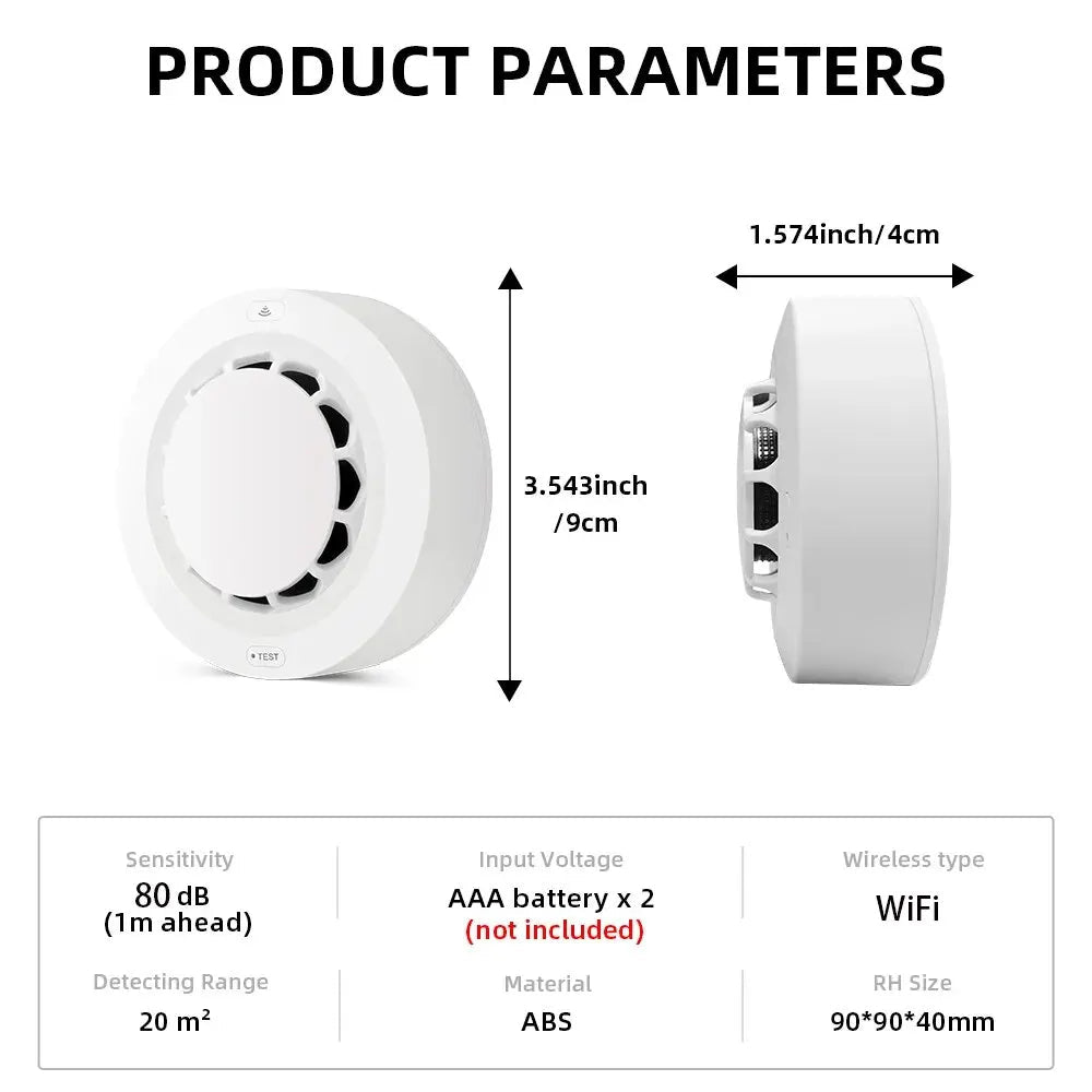 Smart WiFi Photoelectric Smoke Detector Alarm