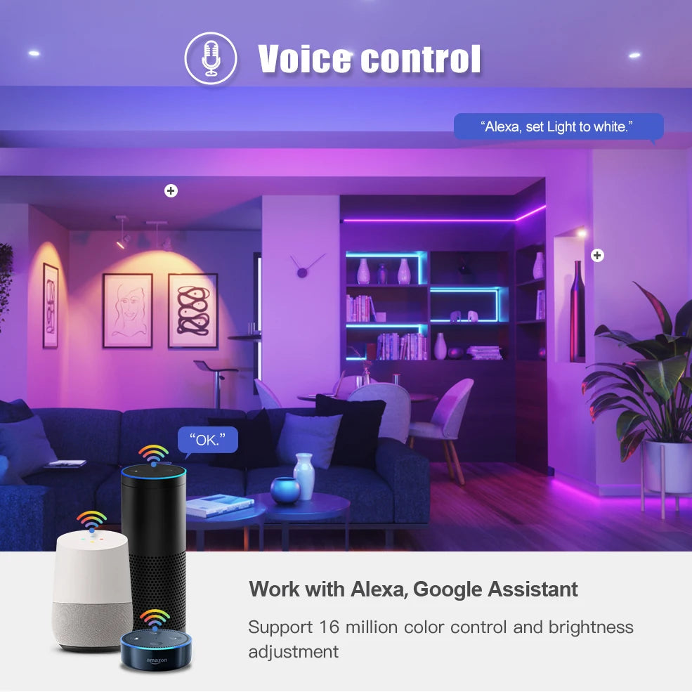Smart WiFi RGB LED Light Bulb with Voice Control and App Remote Control