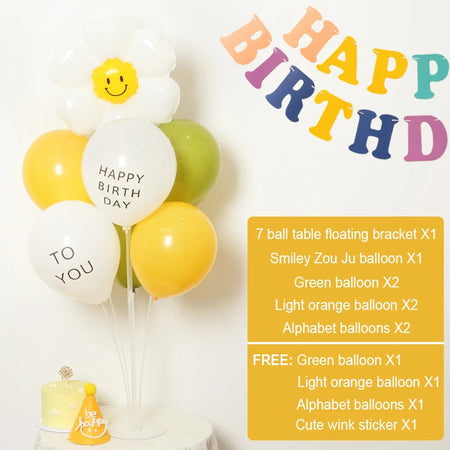 Smiley Daisy Latex Balloon Stand for Parties and Events A / 10inch
