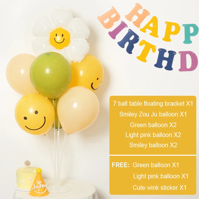 Smiley Daisy Latex Balloon Stand for Parties and Events B / 10inch