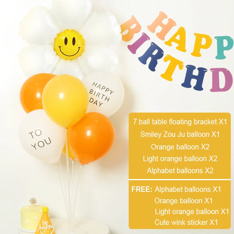 Smiley Daisy Latex Balloon Stand for Parties and Events C / 10inch