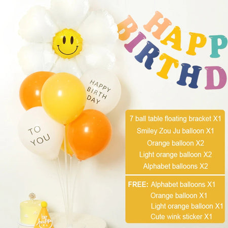 Smiley Daisy Latex Balloon Stand for Parties and Events C / 10inch
