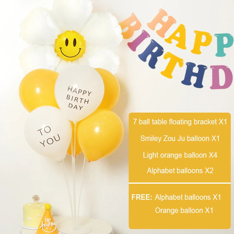 Smiley Daisy Latex Balloon Stand for Parties and Events D / 10inch