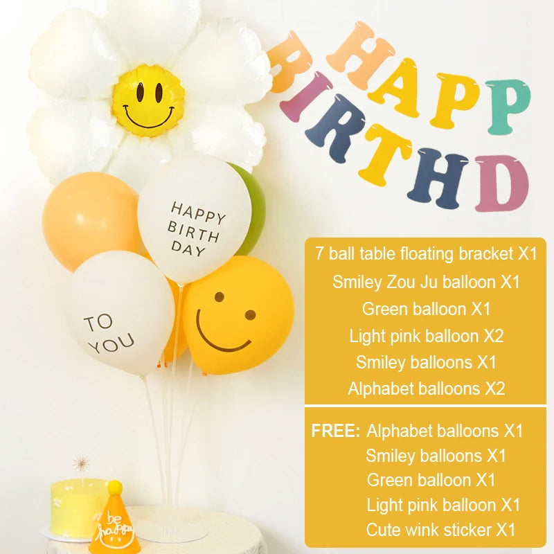 Smiley Daisy Latex Balloon Stand for Parties and Events E / 10inch