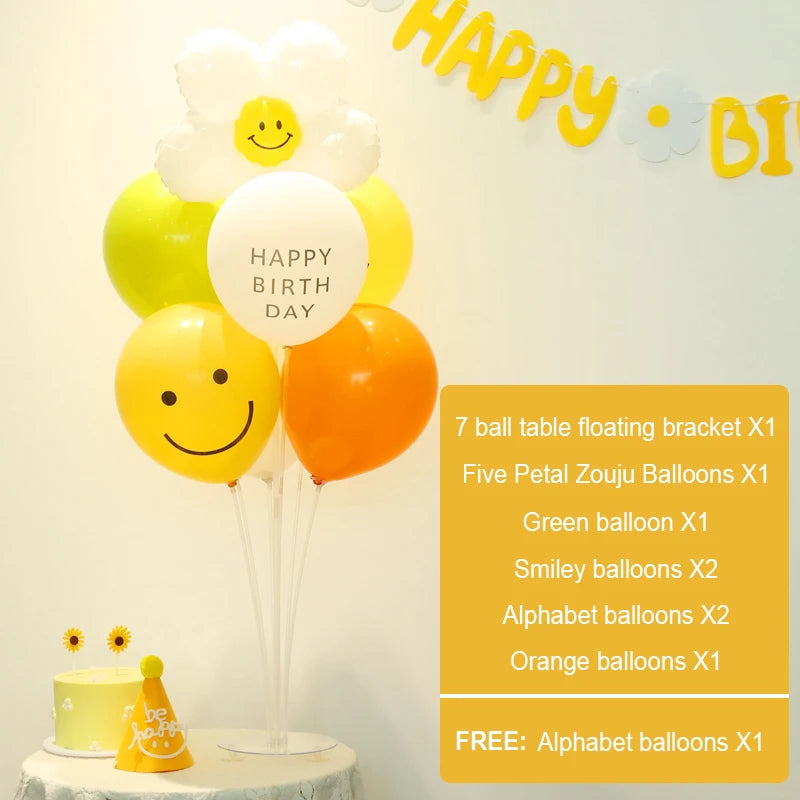 Smiley Daisy Latex Balloon Stand for Parties and Events G / 10inch