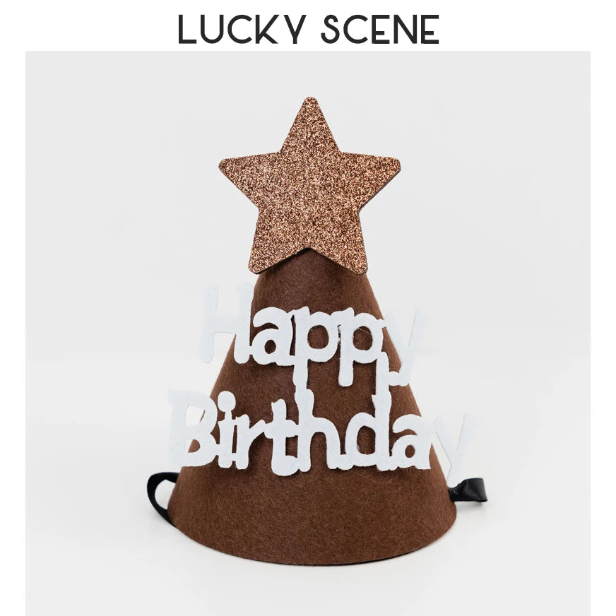 Smiley Face Baby Kids Birthday Party Hat Brown 1