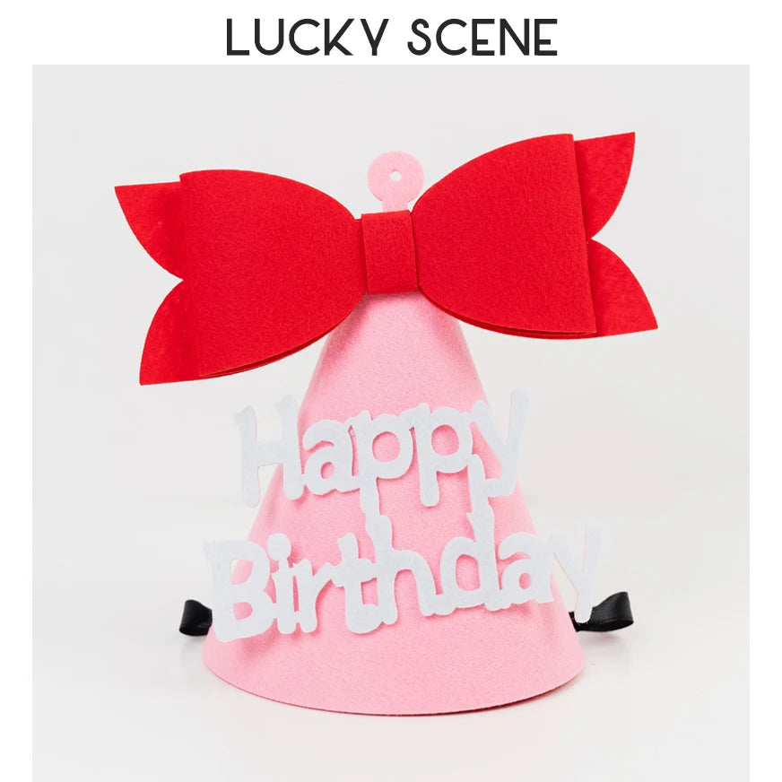 Smiley Face Baby Kids Birthday Party Hat Pink