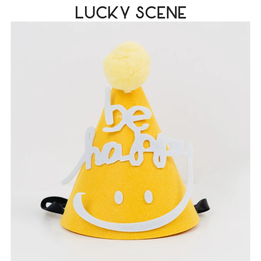 Smiley Face Baby Kids Birthday Party Hat Yellow