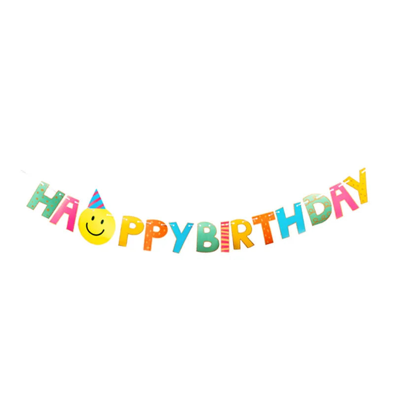 Smiley Garland Happy Birthday Baby Children Cute Decoration