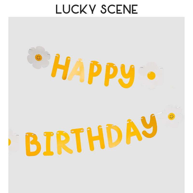 Smiley Garland Happy Birthday Baby Children Cute Decoration B